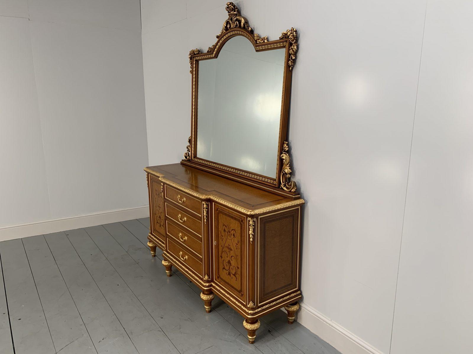 Hand-Crafted Pair of Asnaghi Inlaid Marquetry Breakfront Cabinets Commodes with Mirrors For Sale