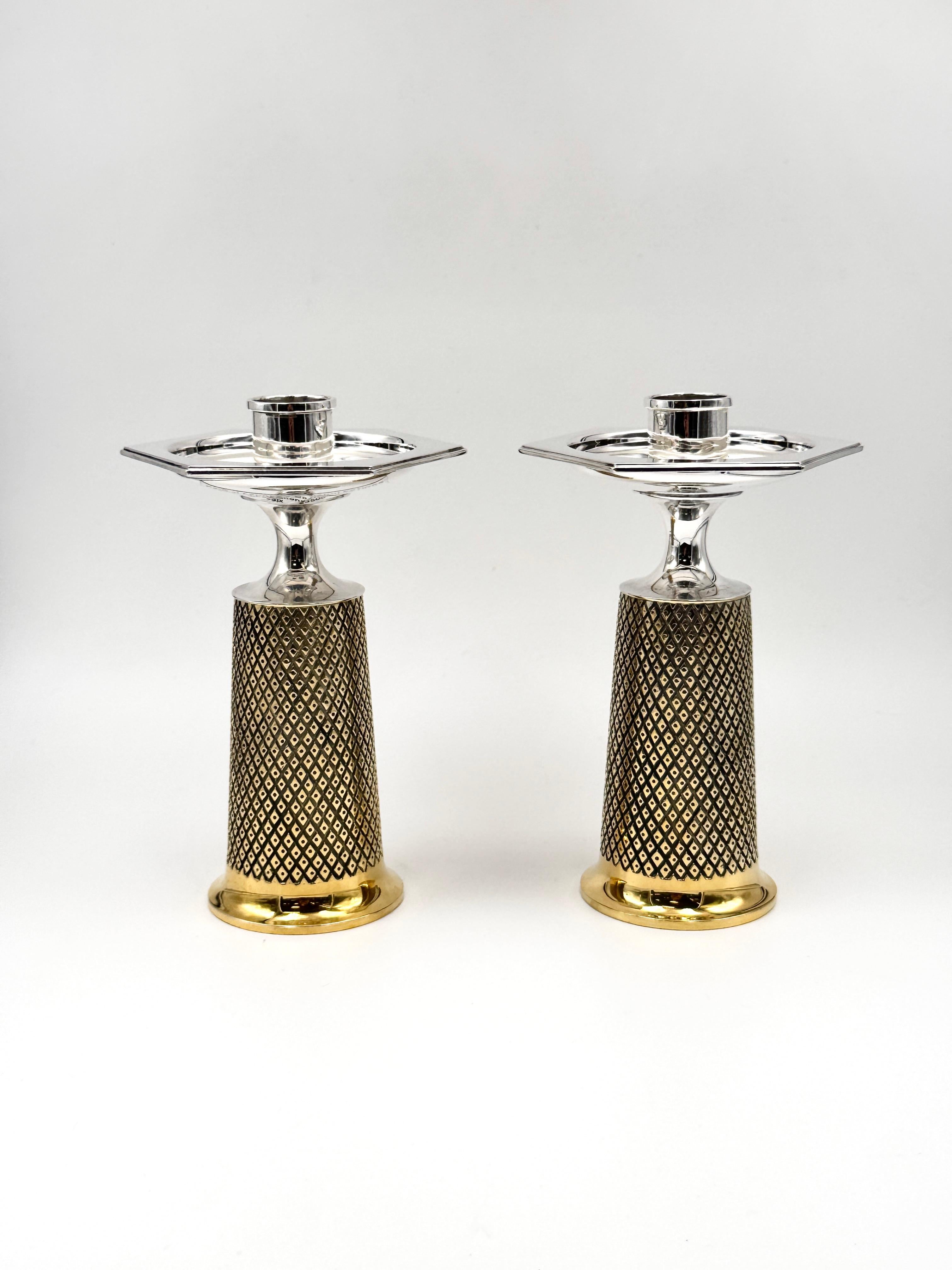 Silver Pair of Asprey & Co. Candlesticks For Sale