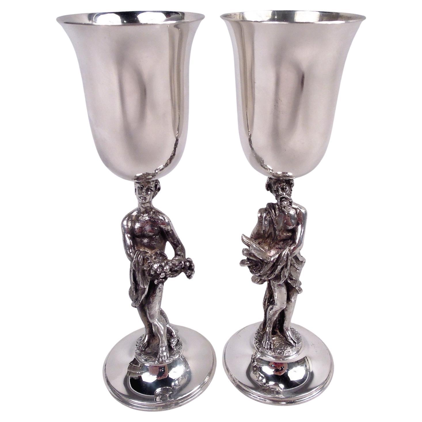 Pair of Asprey English Classical Sterling Silver Cocktail Cups, 1981