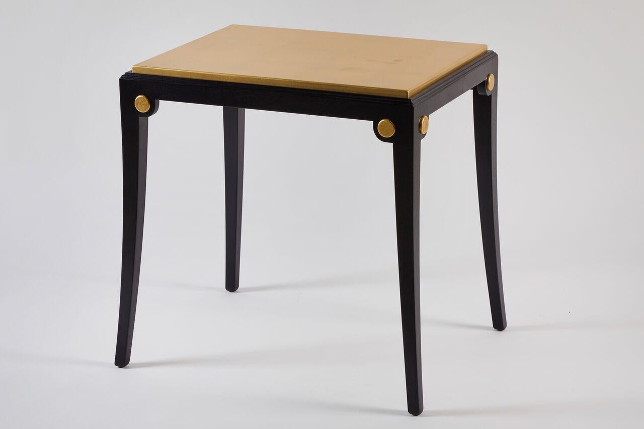 Pair of Assembled Custom Ebonized and Gold Leafed Tables For Sale 2