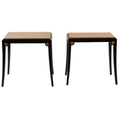 Pair of Assembled Custom Ebonized and Gold Leafed Tables