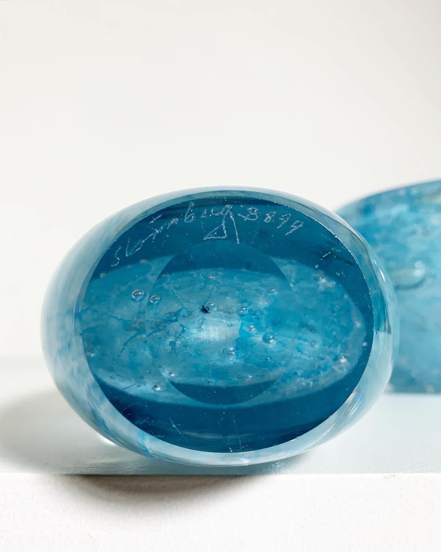 Paire de vases bulles Asta Strömberg en cristal bleu clair Strömbergshyttan en vente 2