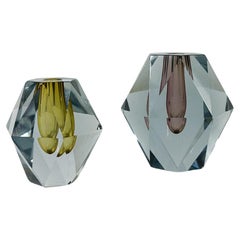 Paire de vases en diamant Asta Strömberg Strömbergshyttan Crystal Glass 1960s