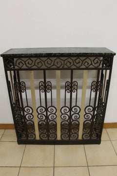 Pair of Asymmetric Consoles in Wrought Iron Art Deco Period, Attributed to Raymo