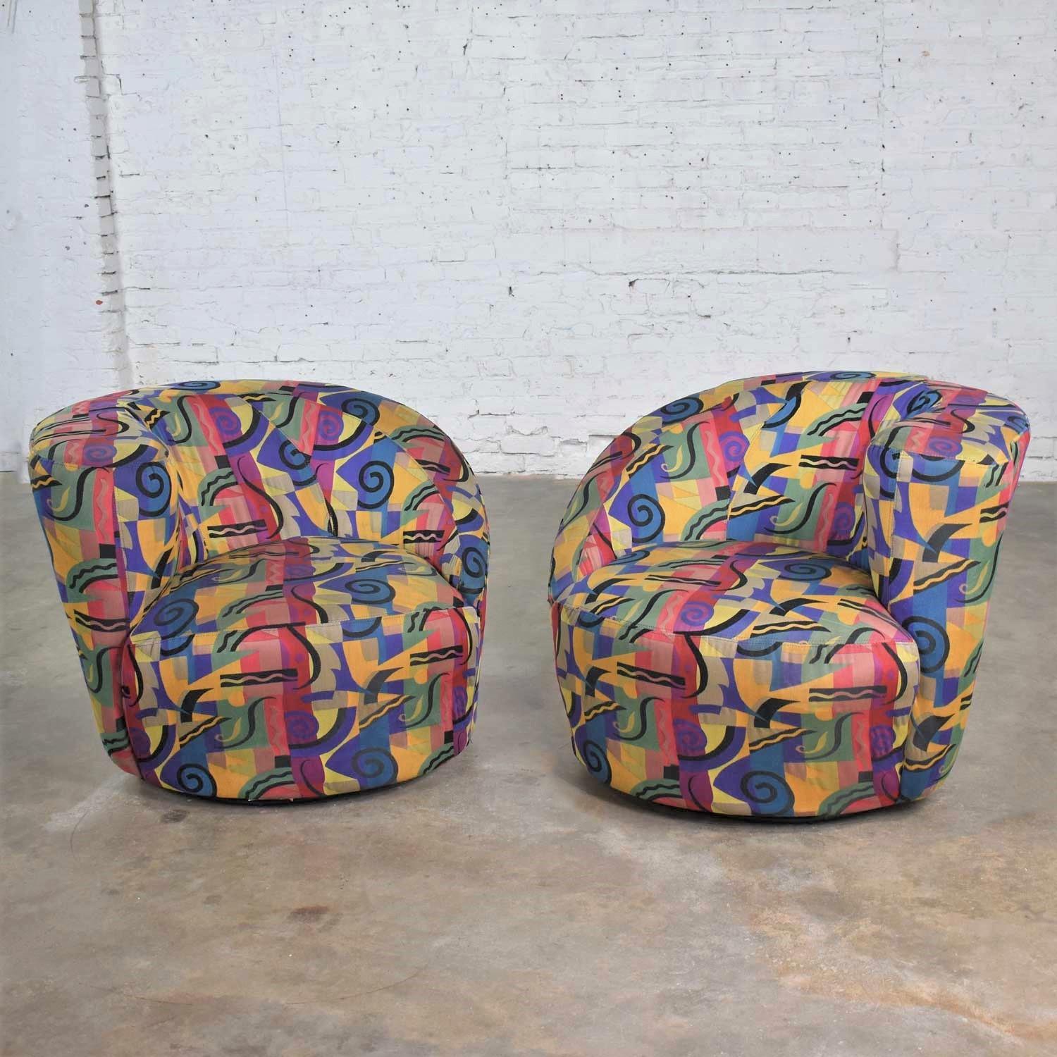 Pair of Asymmetric Nautilus Swivel Chairs 3