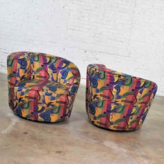 Pair of Asymmetric Nautilus Swivel Chairs