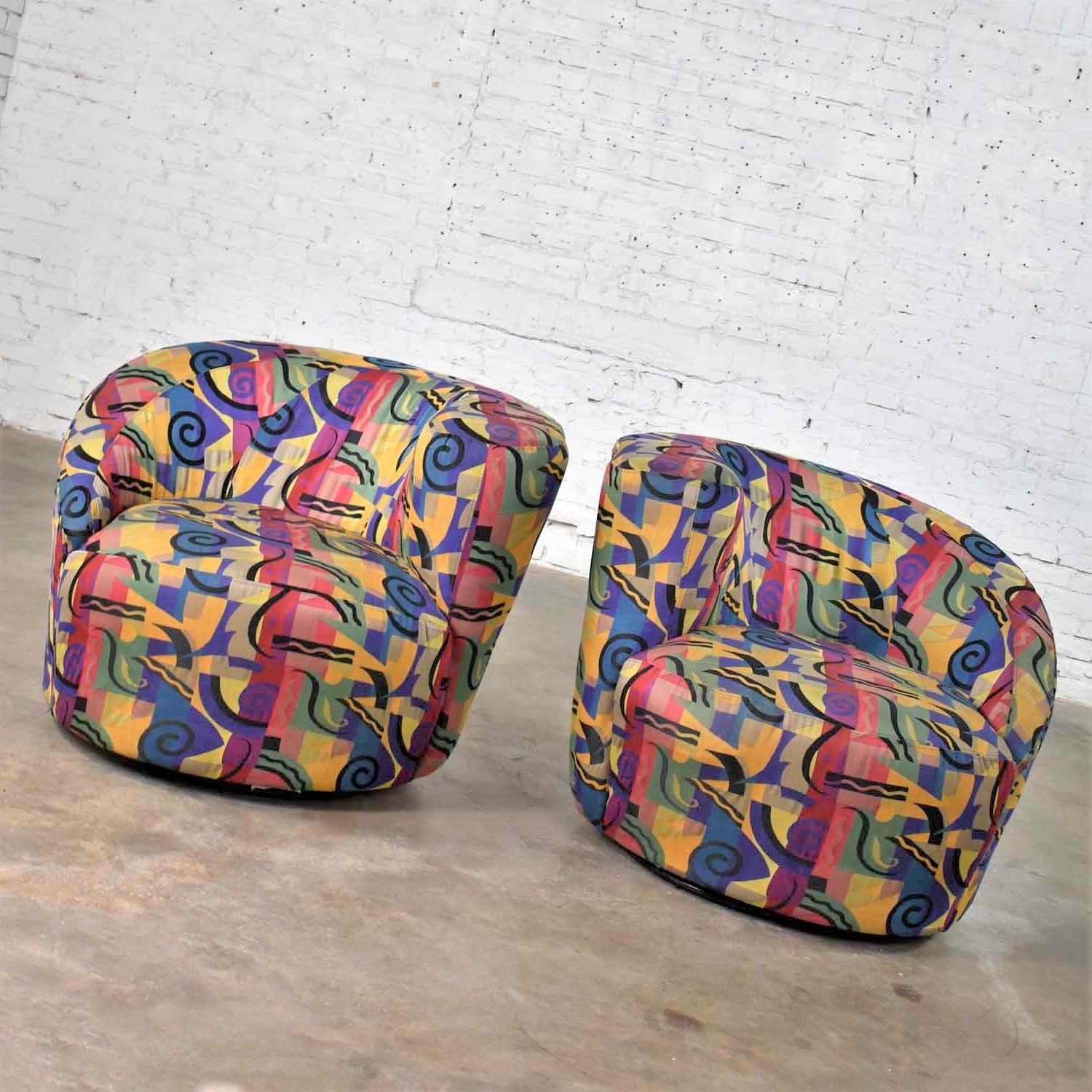 Pair of Asymmetric Nautilus Swivel Chairs 2