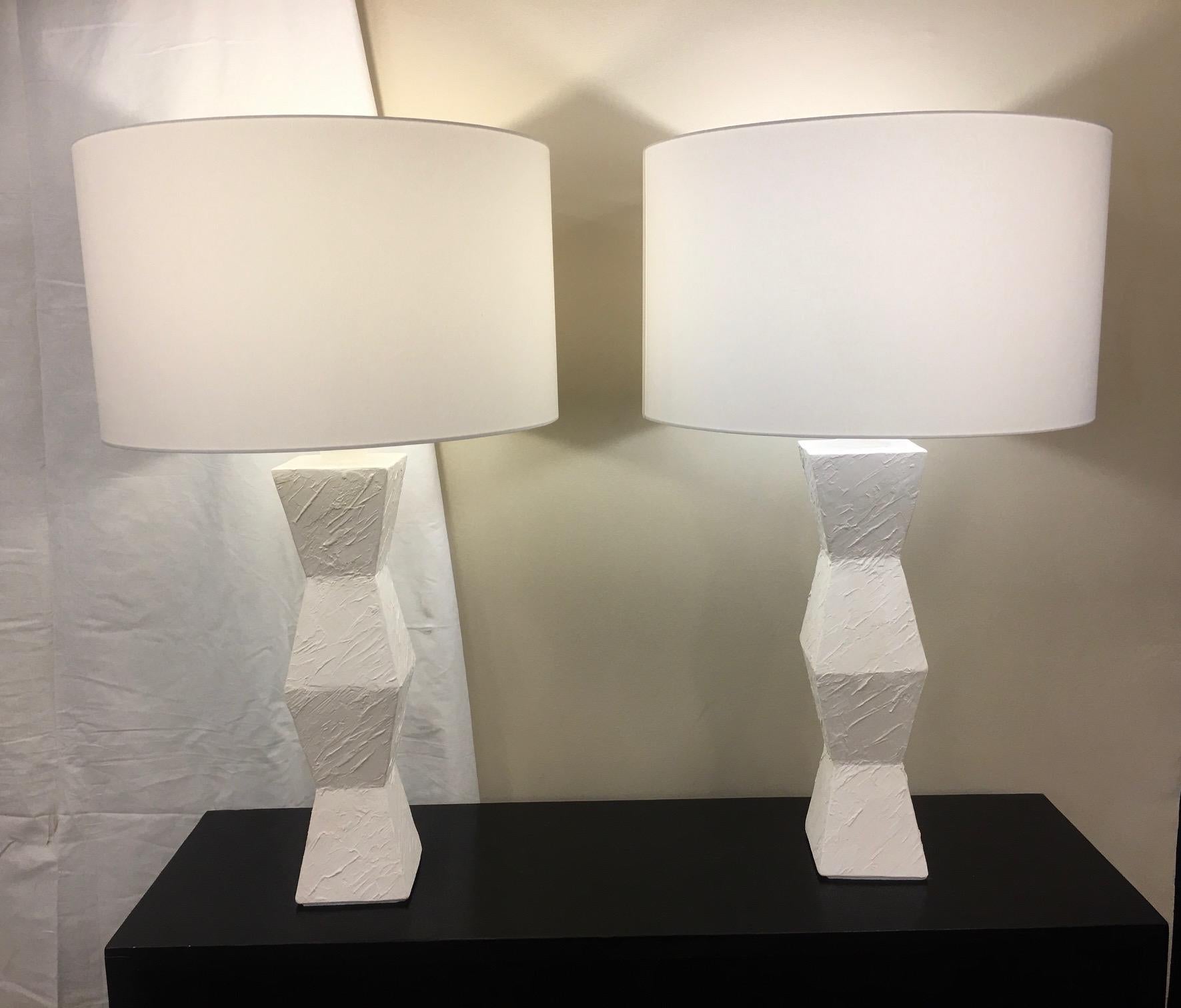 Pair of Asymmetric Plaster Lamps, French  For Sale 4