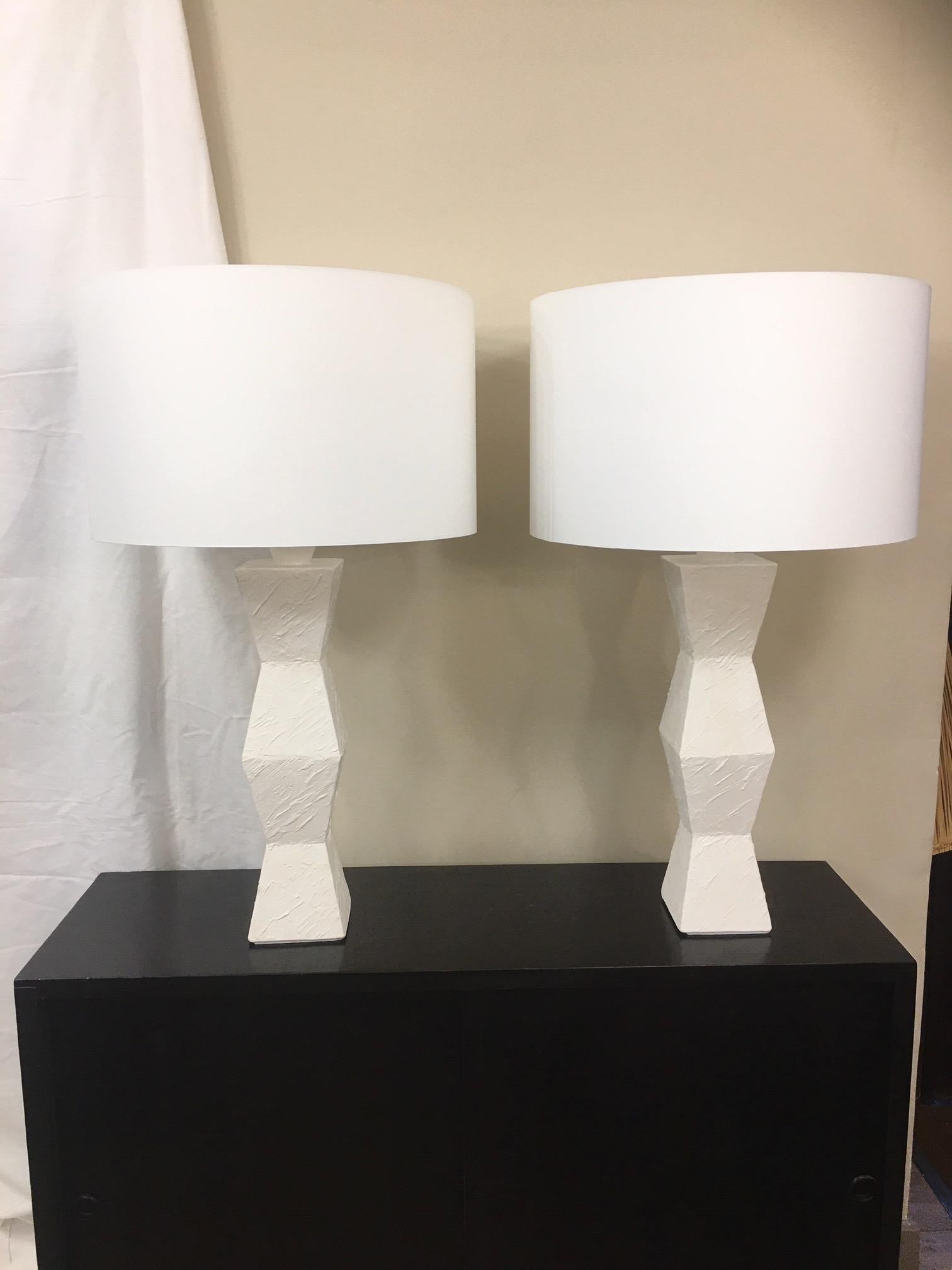 Pair of Asymmetric Plaster Lamps, French  For Sale 6
