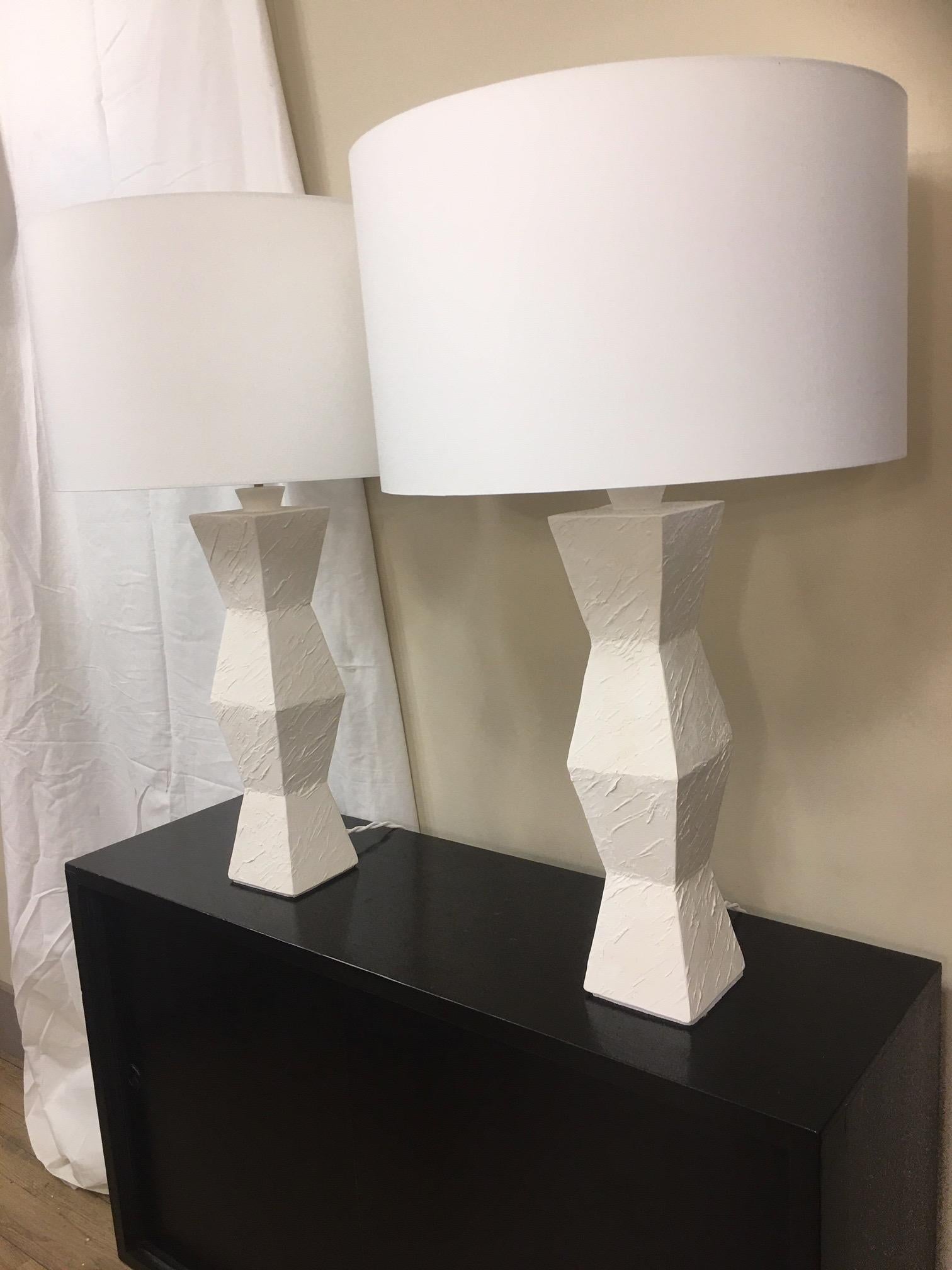 Pair of Asymmetric Plaster Lamps, French  For Sale 8