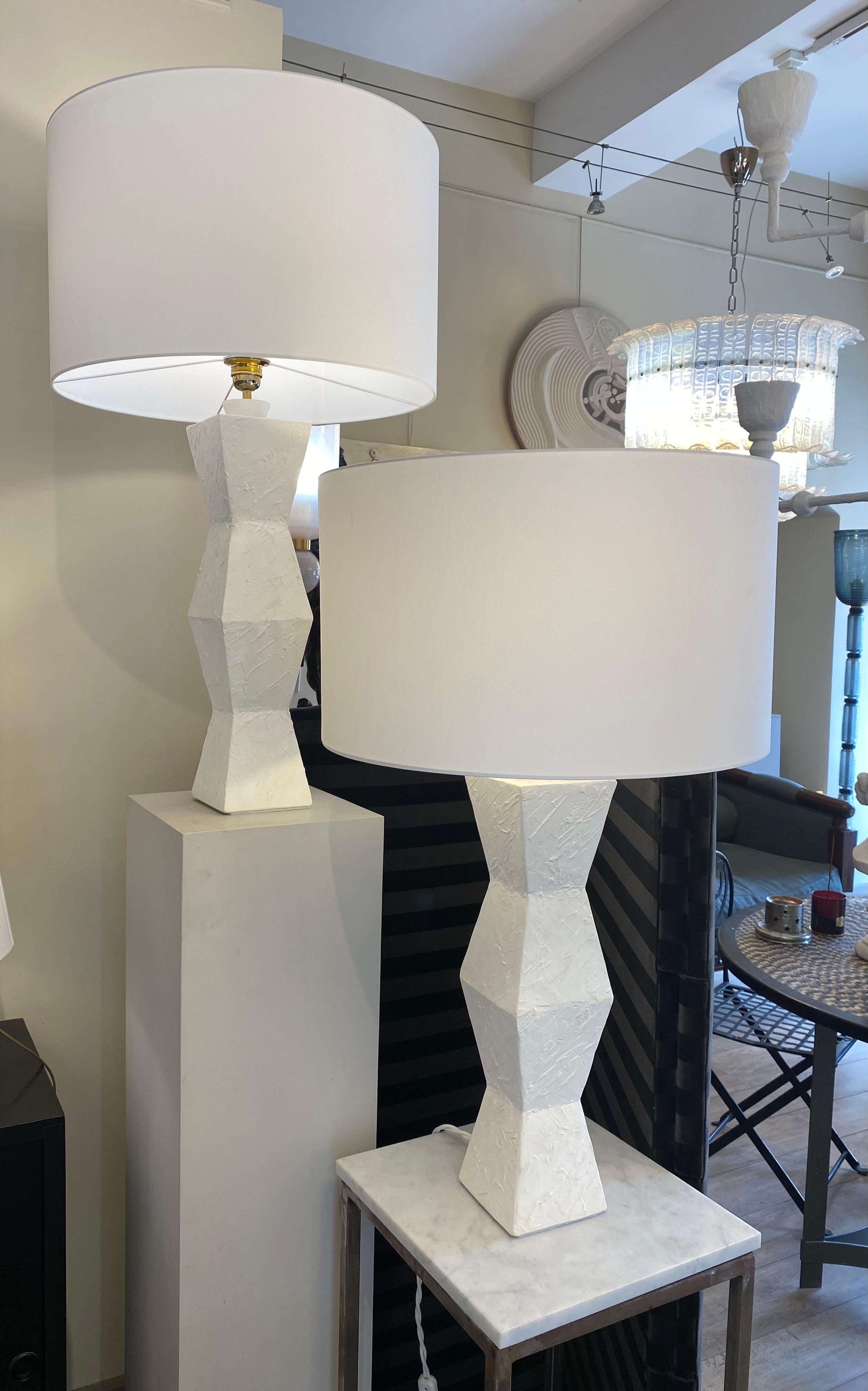 Pair of Asymmetric Plaster Lamps, French  For Sale 9