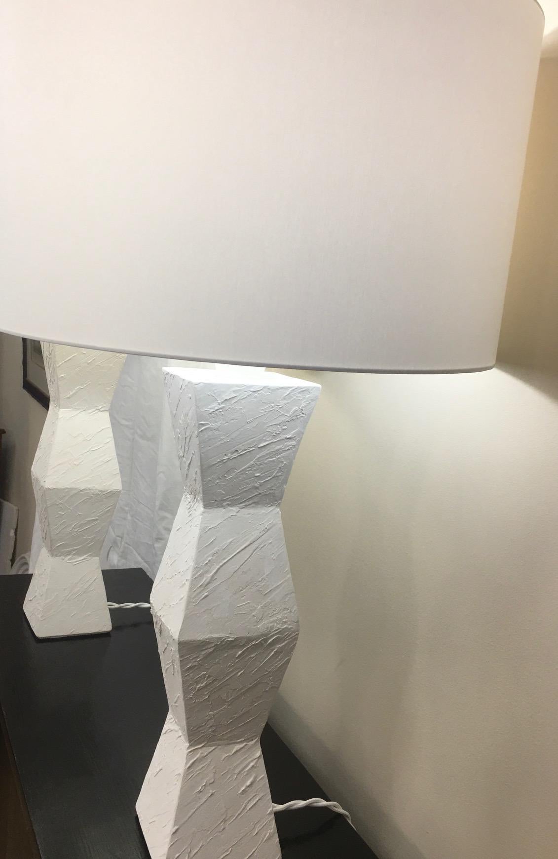 Pair of Asymmetric Plaster Lamps, French  For Sale 2