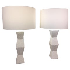 Pair of Asymmetric Plaster Lamps, French 