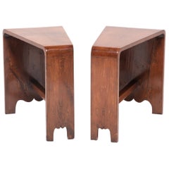 Pair of Asymmetrical Deco Side Tables, c. 1930