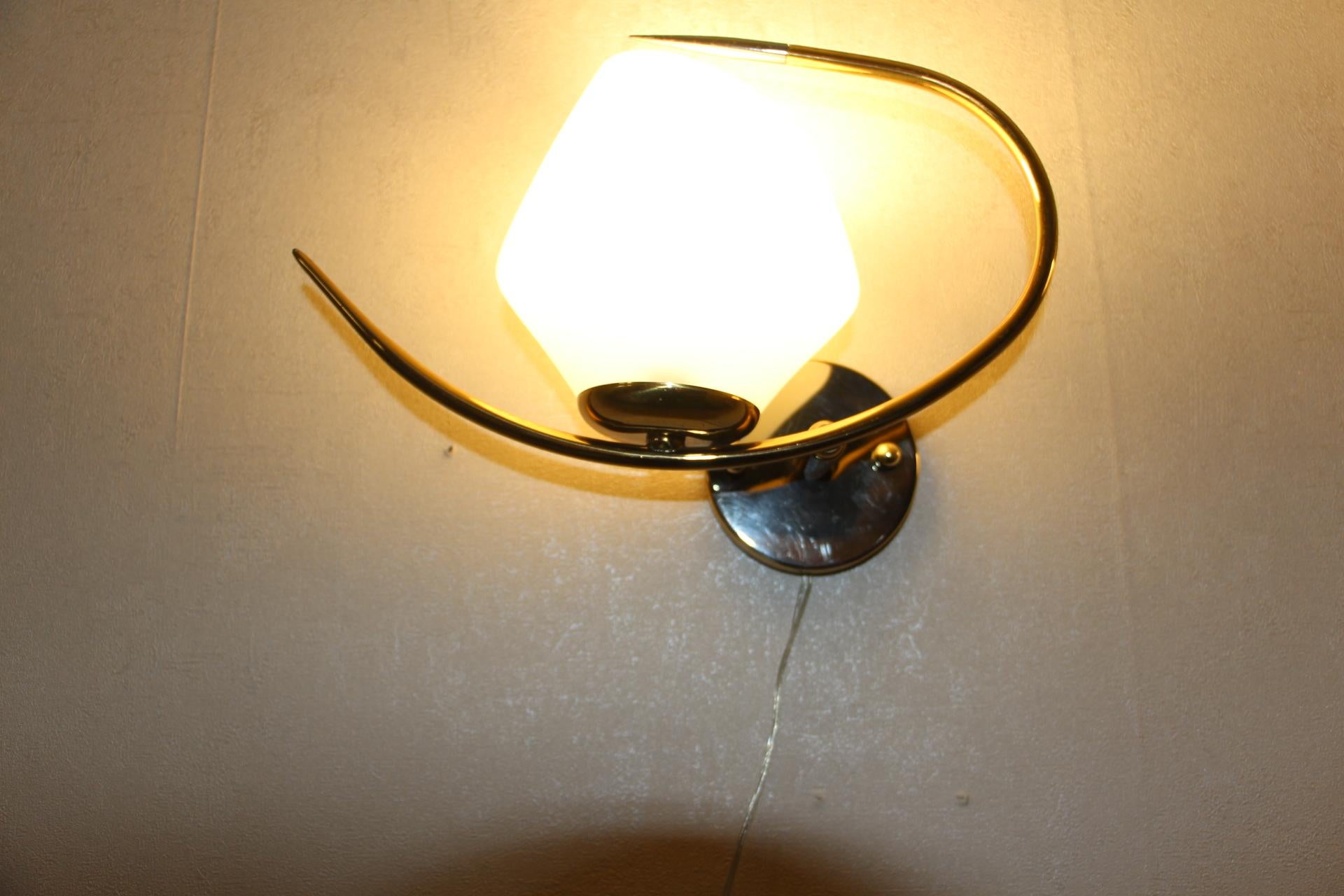 Pair of Asymmetrical Maison Arlus Sconces, Small French Wall Lights 4
