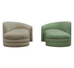 Pair of Asymmetrical Mid-Century Modern Chaise Lounge Sofas in Art Deco Form