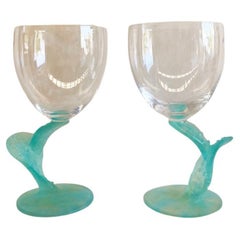 Paire de gobelets à âte-de-Verre DAUM "CACTUS