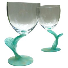 Paire de gobelets à âte-de-Verre DAUM "CACTUS