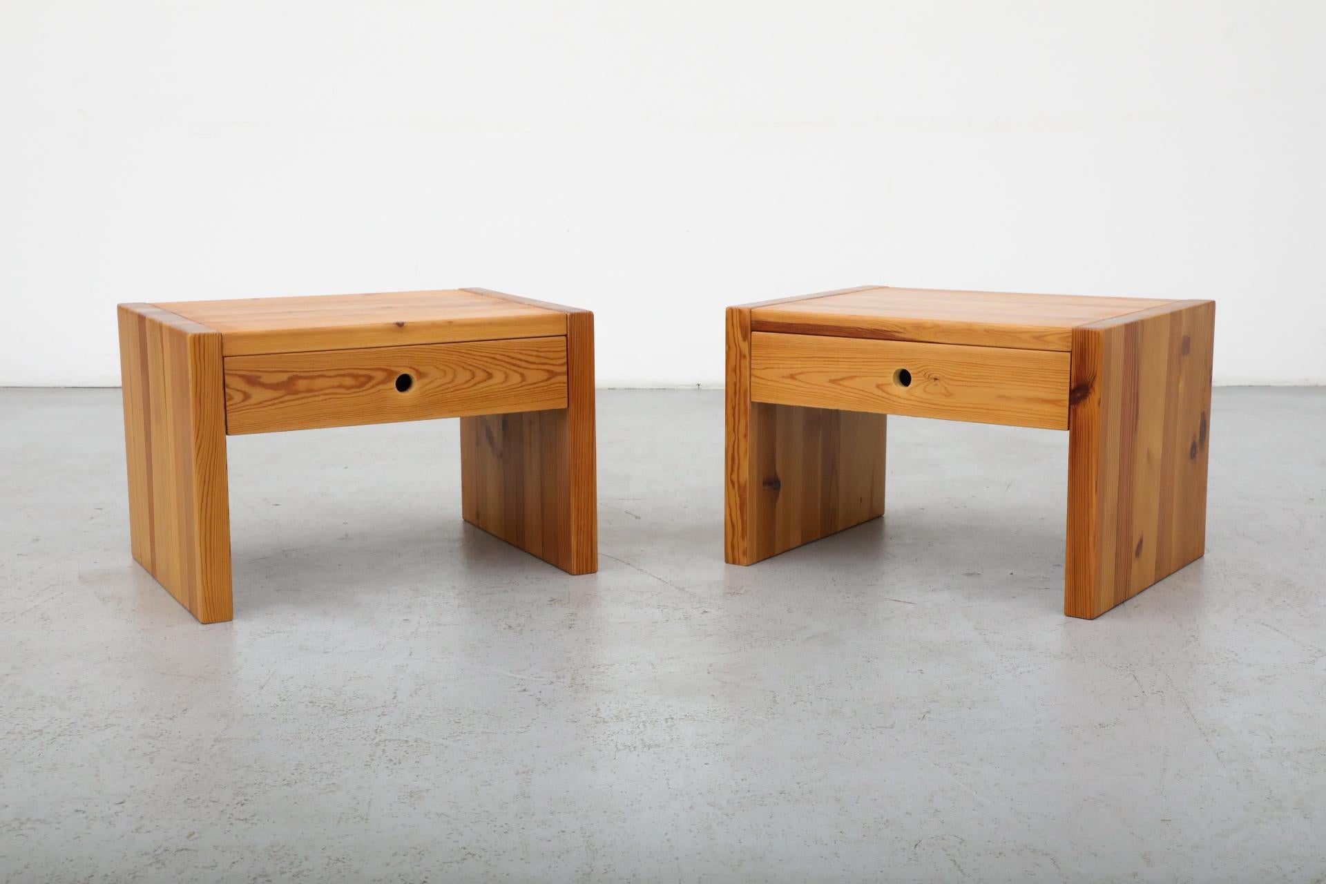 Pair of Ate Van Apeldoorn Pine Side Tables or Night Stands with Drawers 5