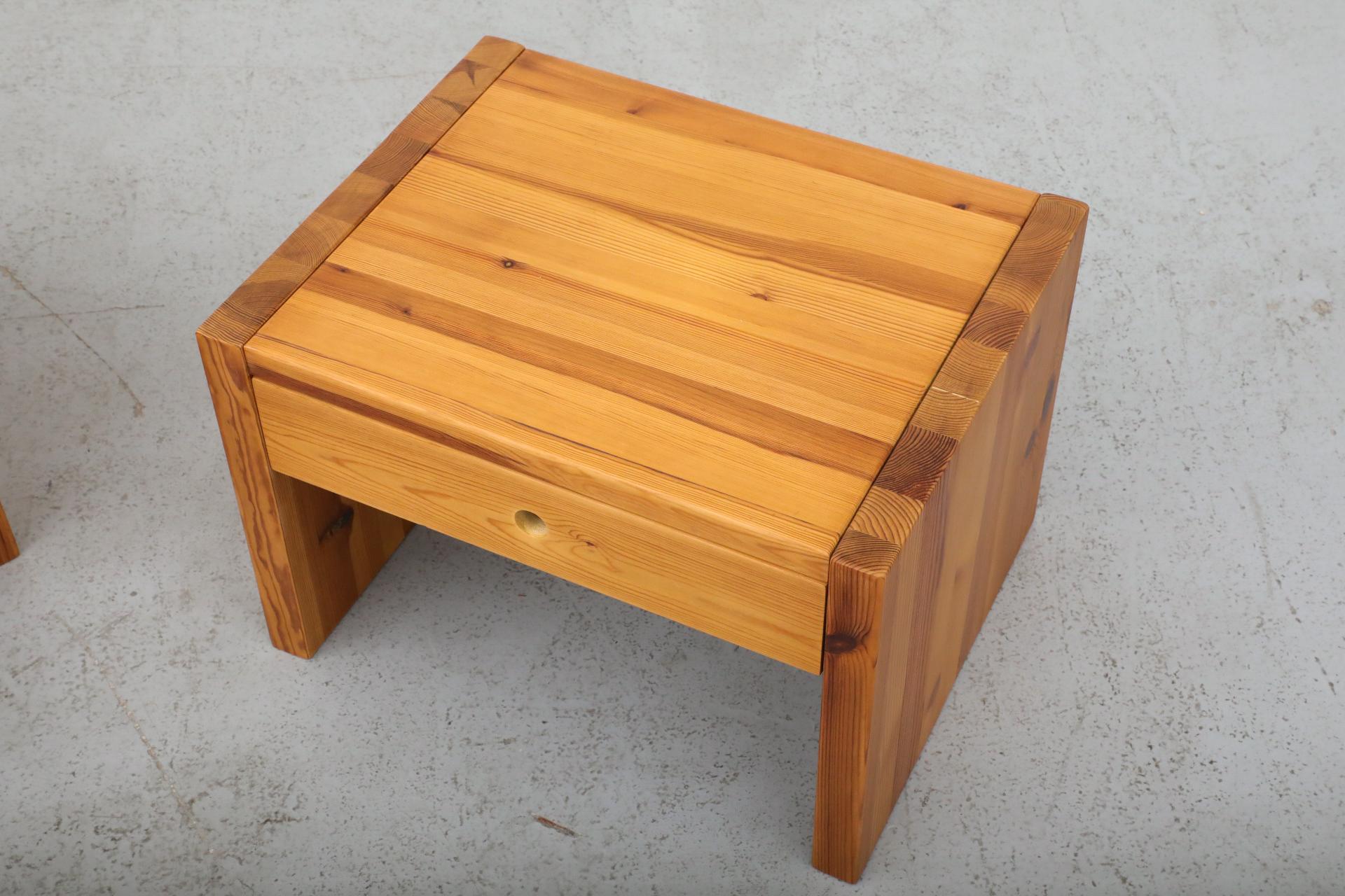 Pair of Ate Van Apeldoorn Pine Side Tables or Night Stands with Drawers 7