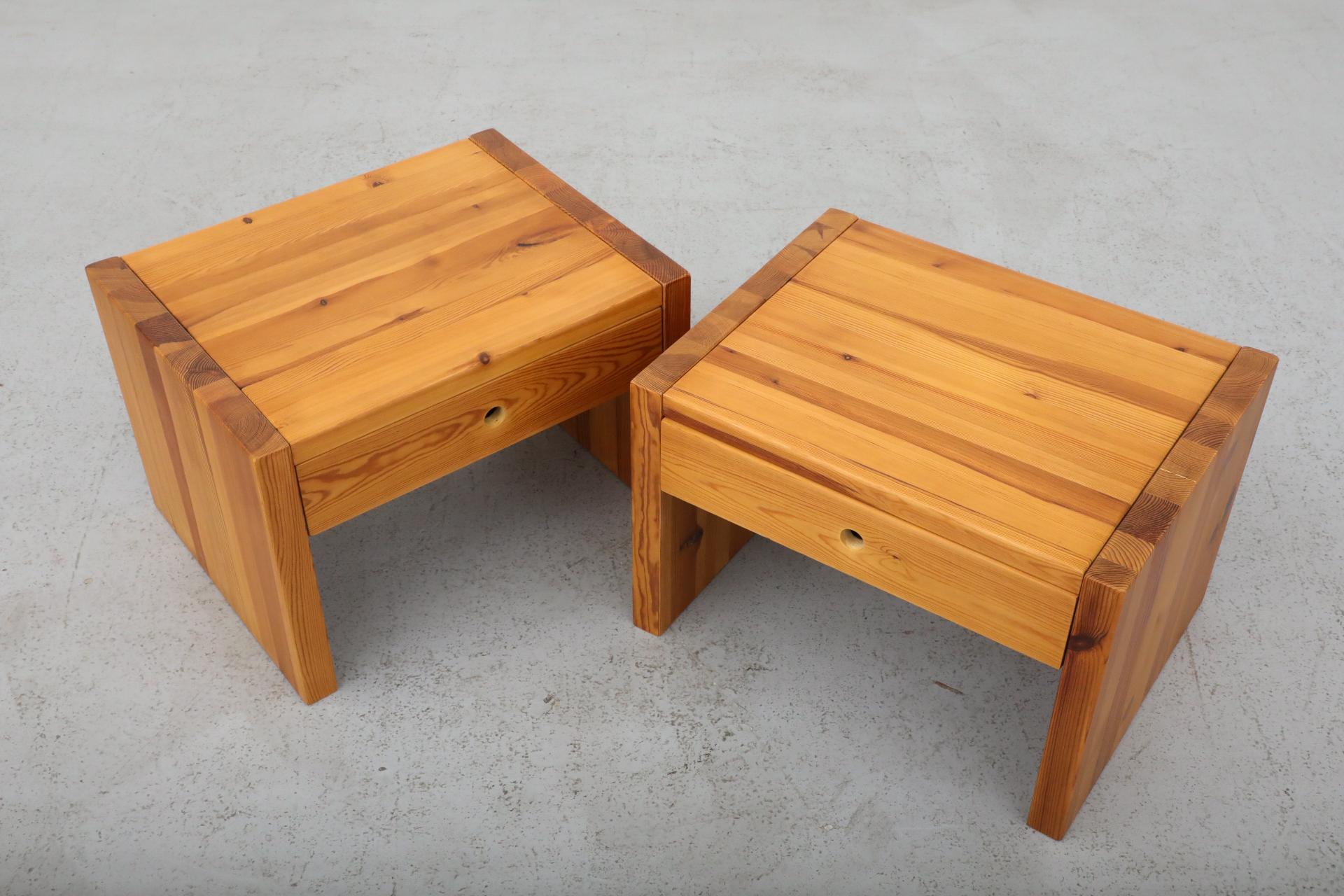 Pair of Ate Van Apeldoorn Pine Side Tables or Night Stands with Drawers 8