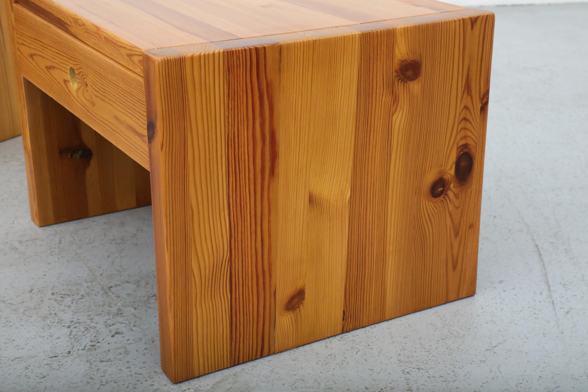 Pair of Ate Van Apeldoorn Pine Side Tables or Night Stands with Drawers 11