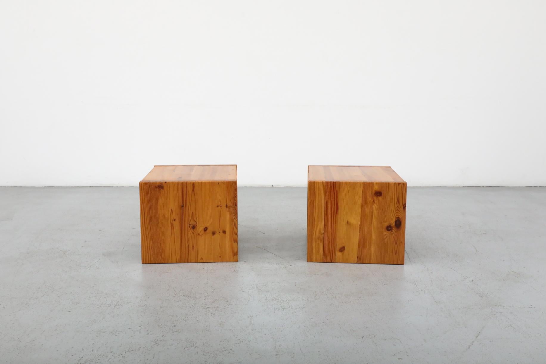20th Century Pair of Ate Van Apeldoorn Pine Side Tables or Night Stands with Drawers