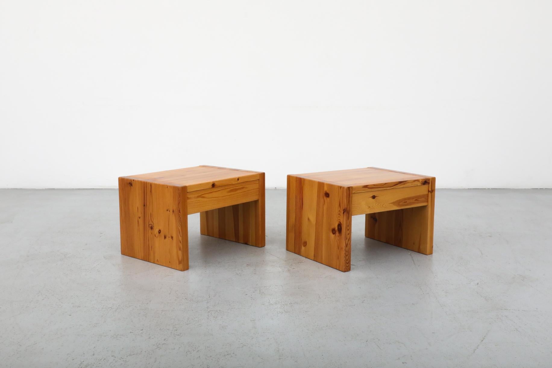 Pair of Ate Van Apeldoorn Pine Side Tables or Night Stands with Drawers 1
