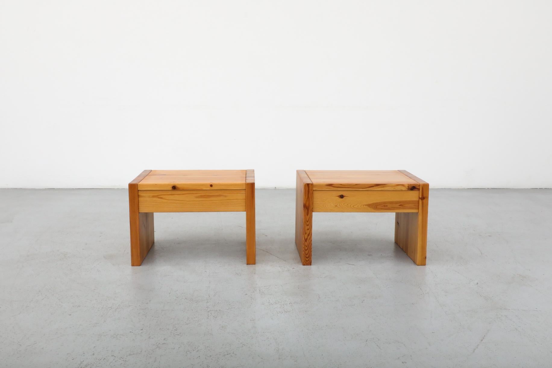 Pair of Ate Van Apeldoorn Pine Side Tables or Night Stands with Drawers 2