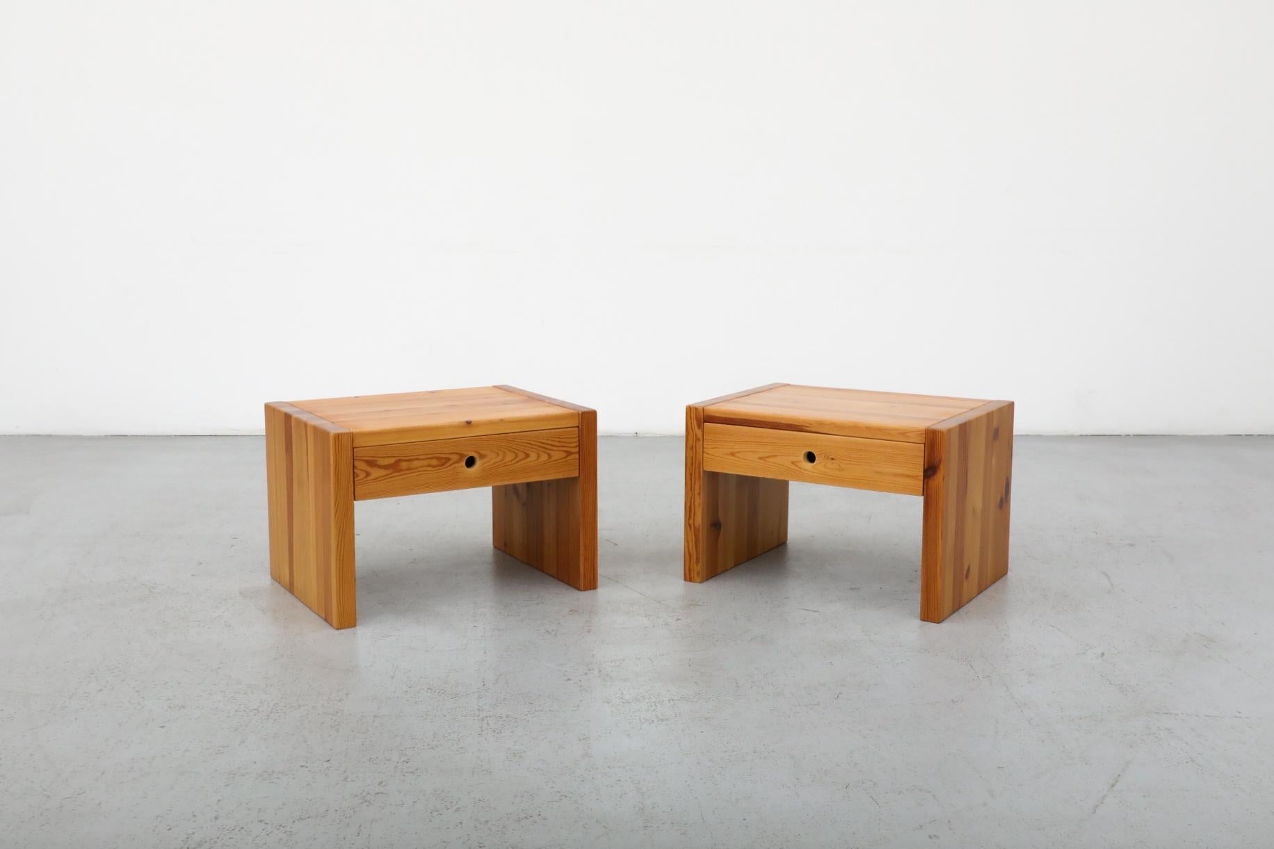 Pair of Ate Van Apeldoorn Pine Side Tables or Night Stands with Drawers 3