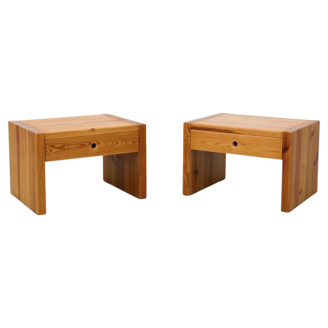 Pair of Ate Van Apeldoorn Pine Side Tables or Night Stands with Drawers