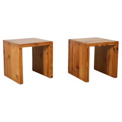 Pair of Ate Van Apeldoorn Pine Waterfall Nightstands or Side Tables