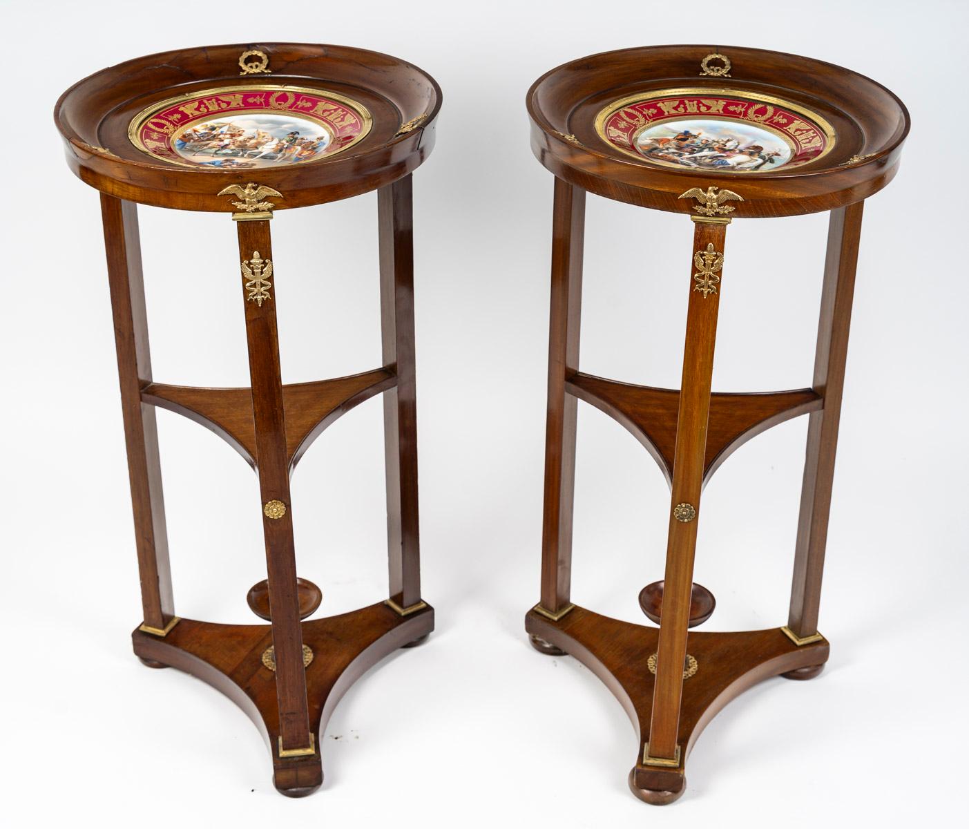 Pair of Athenian Pedestal Tables Empire Style, Early 20th Century. In Good Condition In Saint-Ouen, FR