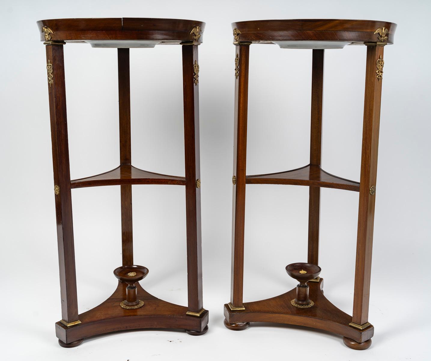 Pair of Athenian Pedestal Tables Empire Style, Early 20th Century. 1