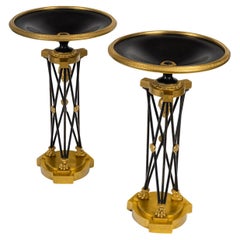 Pair of Athenian Women in Gilt Bronze and Patina, Empire Style, 20th Century.