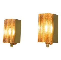 Pair of Atlantic Wall Lamps by Vitrika in Gold, 1970s