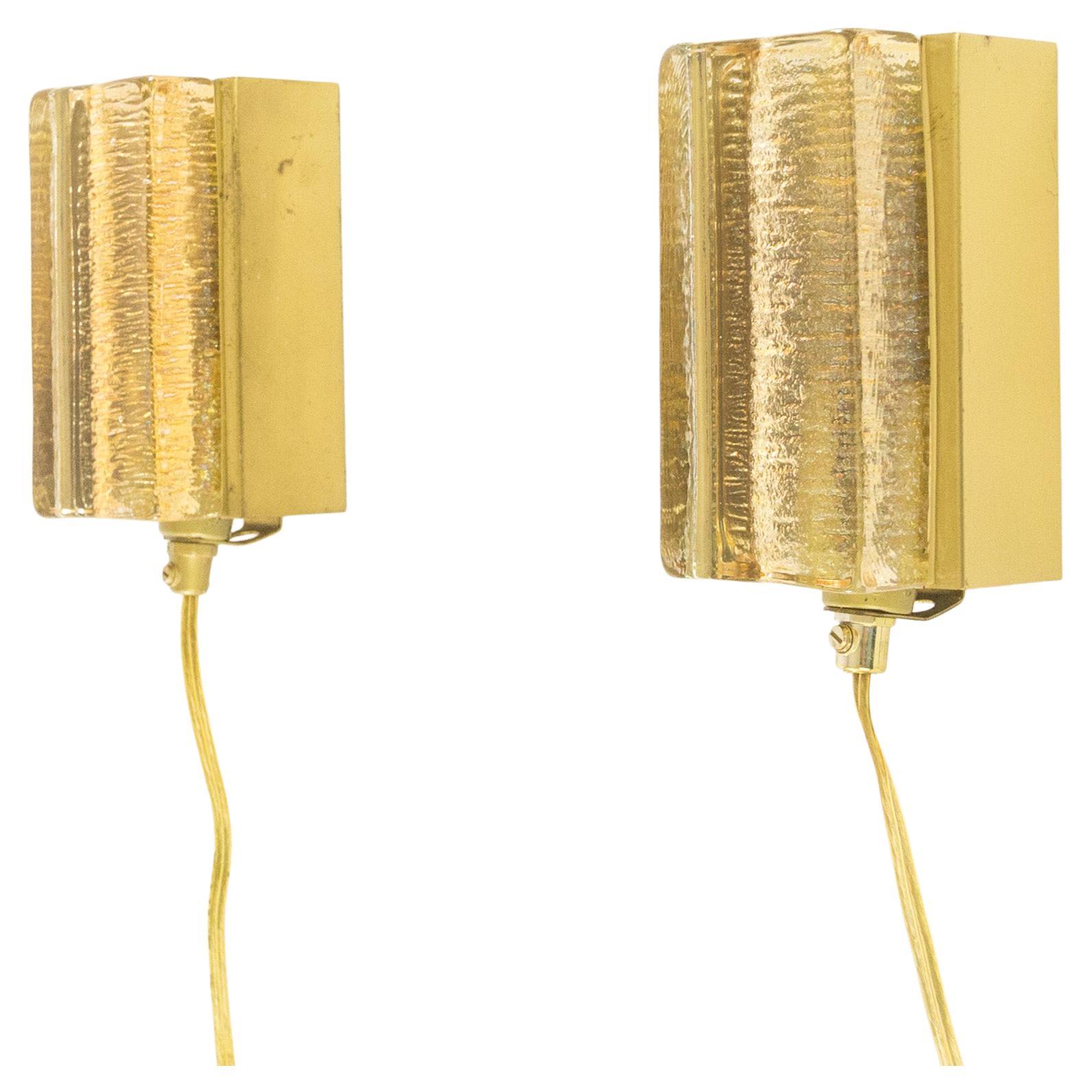 Pair of Atlantic Wall Lamps by Vitrika in Gold, 1970s For Sale