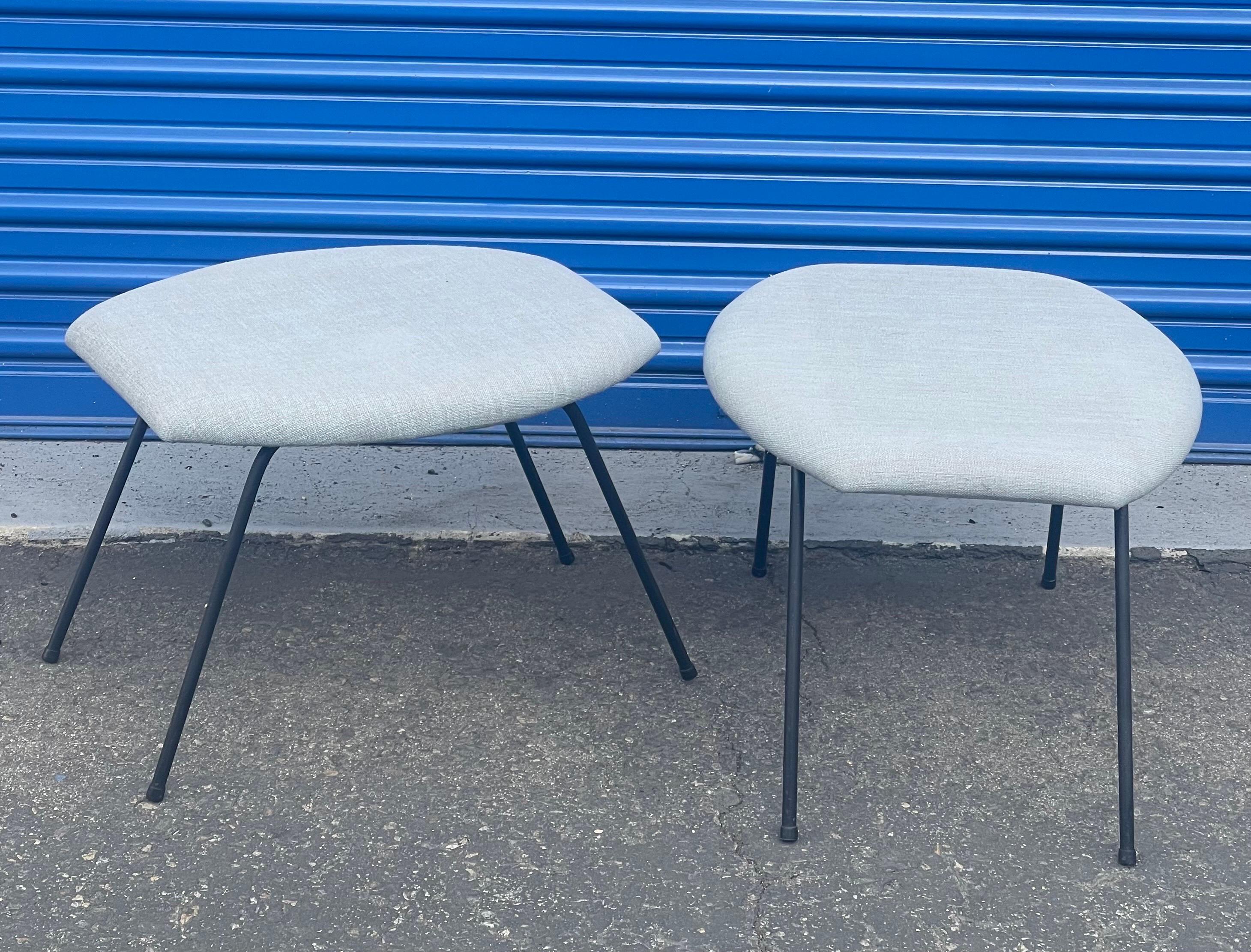 Pair of Atomic Age Iron Base Ottomans by Joseph Cicchelli, California Design For Sale 5