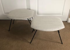 Pair of Atomic Age Iron Base Ottomans by Joseph Cicchelli, California Design