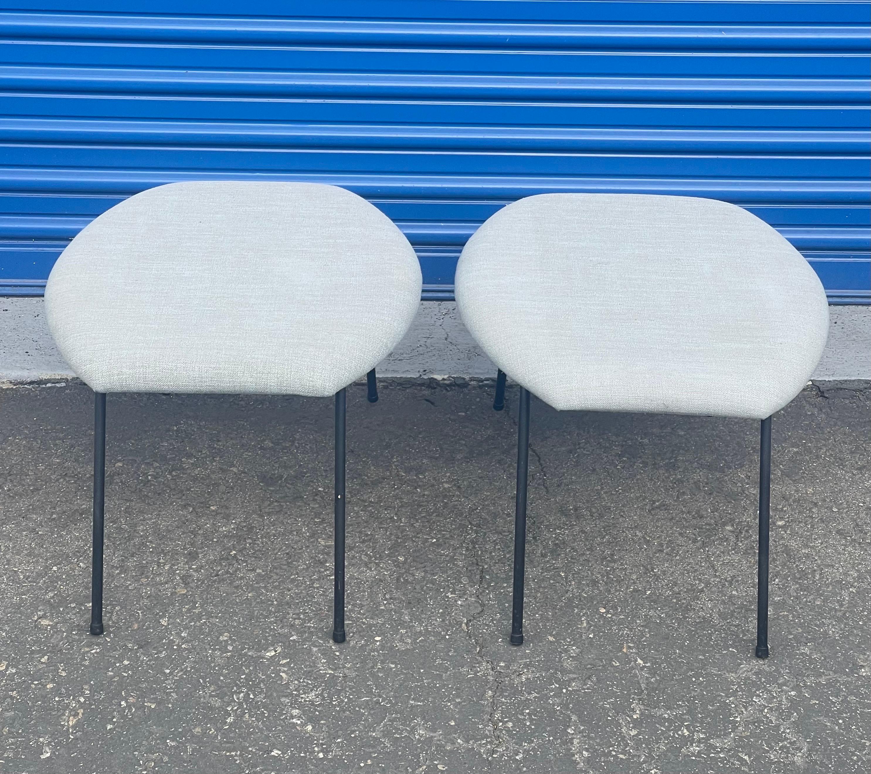 20th Century Pair of Atomic Age Iron Base Ottomans by Joseph Cicchelli, California Design For Sale