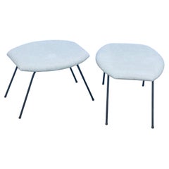 Paire d'ottomans à base en fer de l'ère atomique de Joseph Cicchelli, design californien