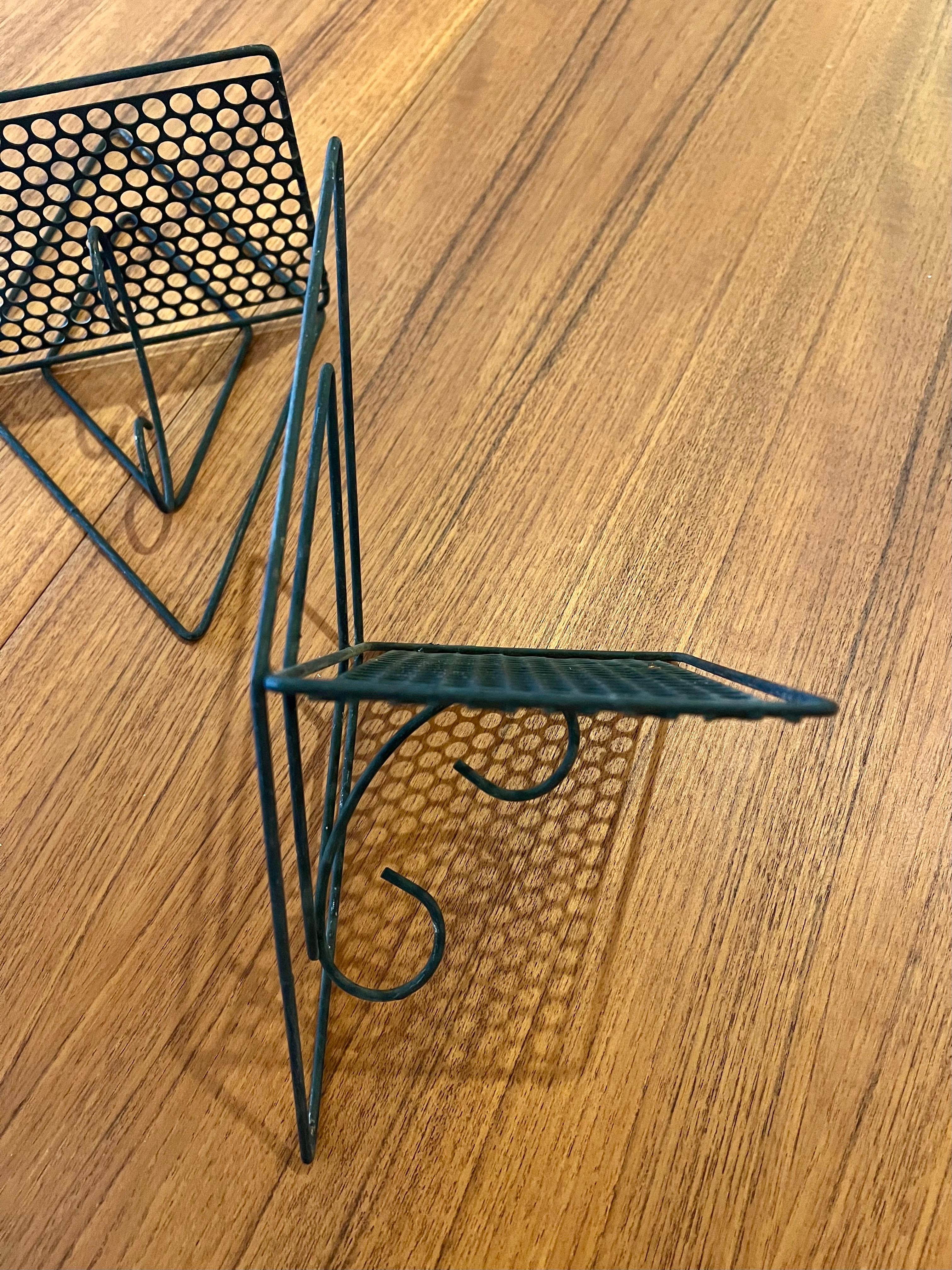 Mid-Century Modern Pair of Atomic Age Mid Century Metal Decorative Shelves