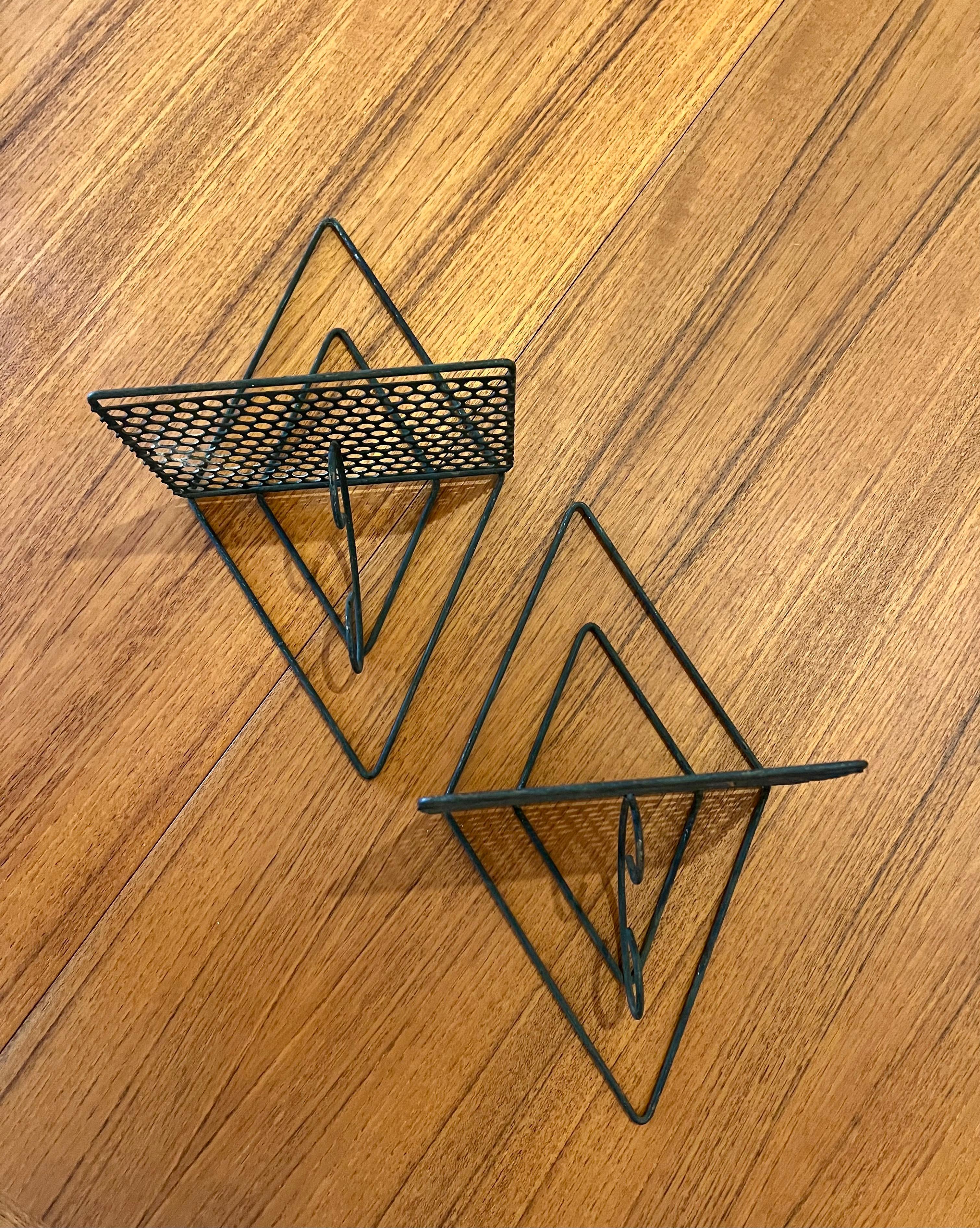 American Pair of Atomic Age Mid Century Metal Decorative Shelves