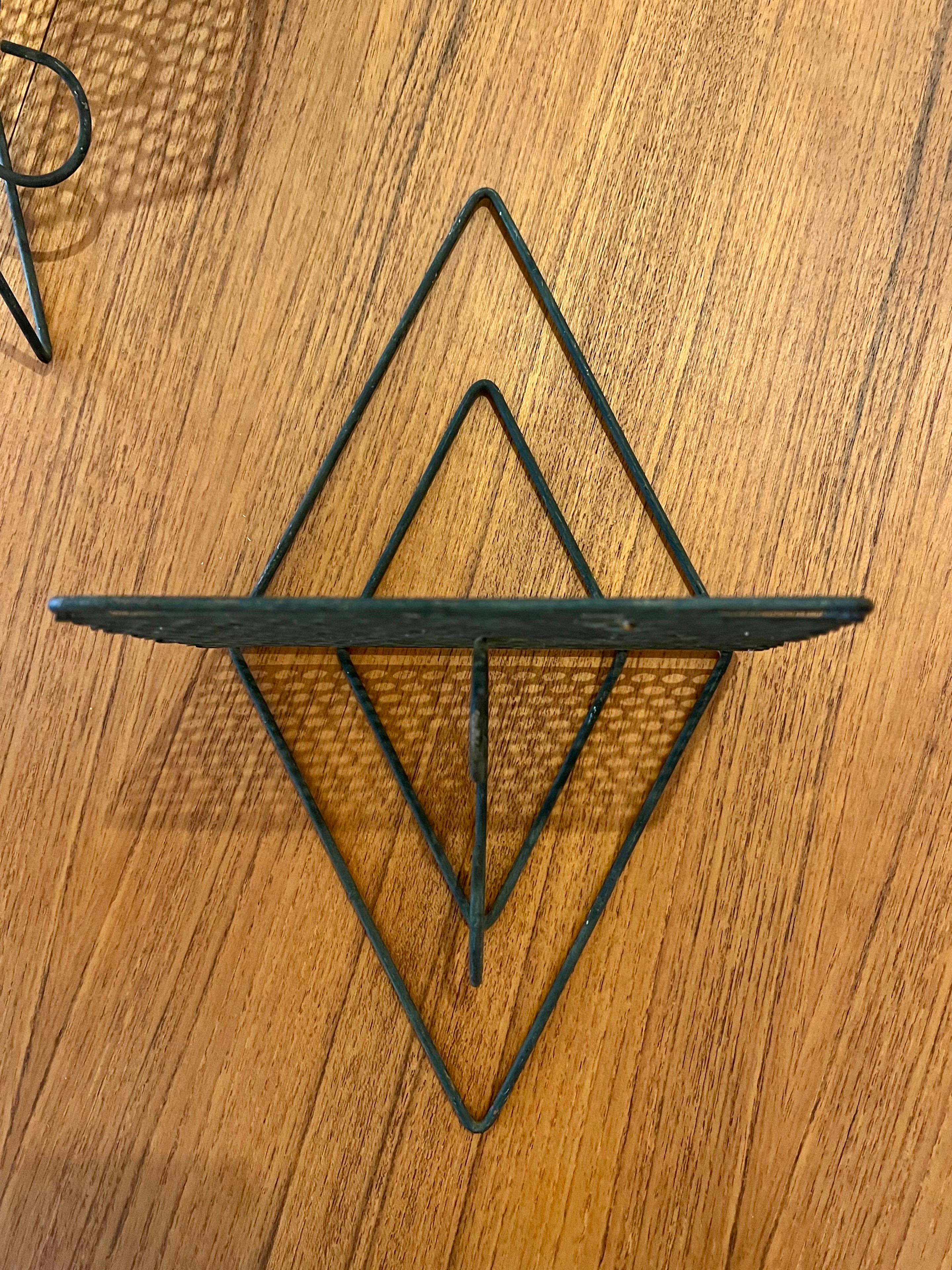 Pair of Atomic Age Mid Century Metal Decorative Shelves 1