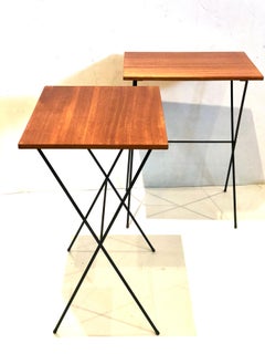 Pair of Atomic Age Mid-Century Modern Petite Folding TV Tray Tables