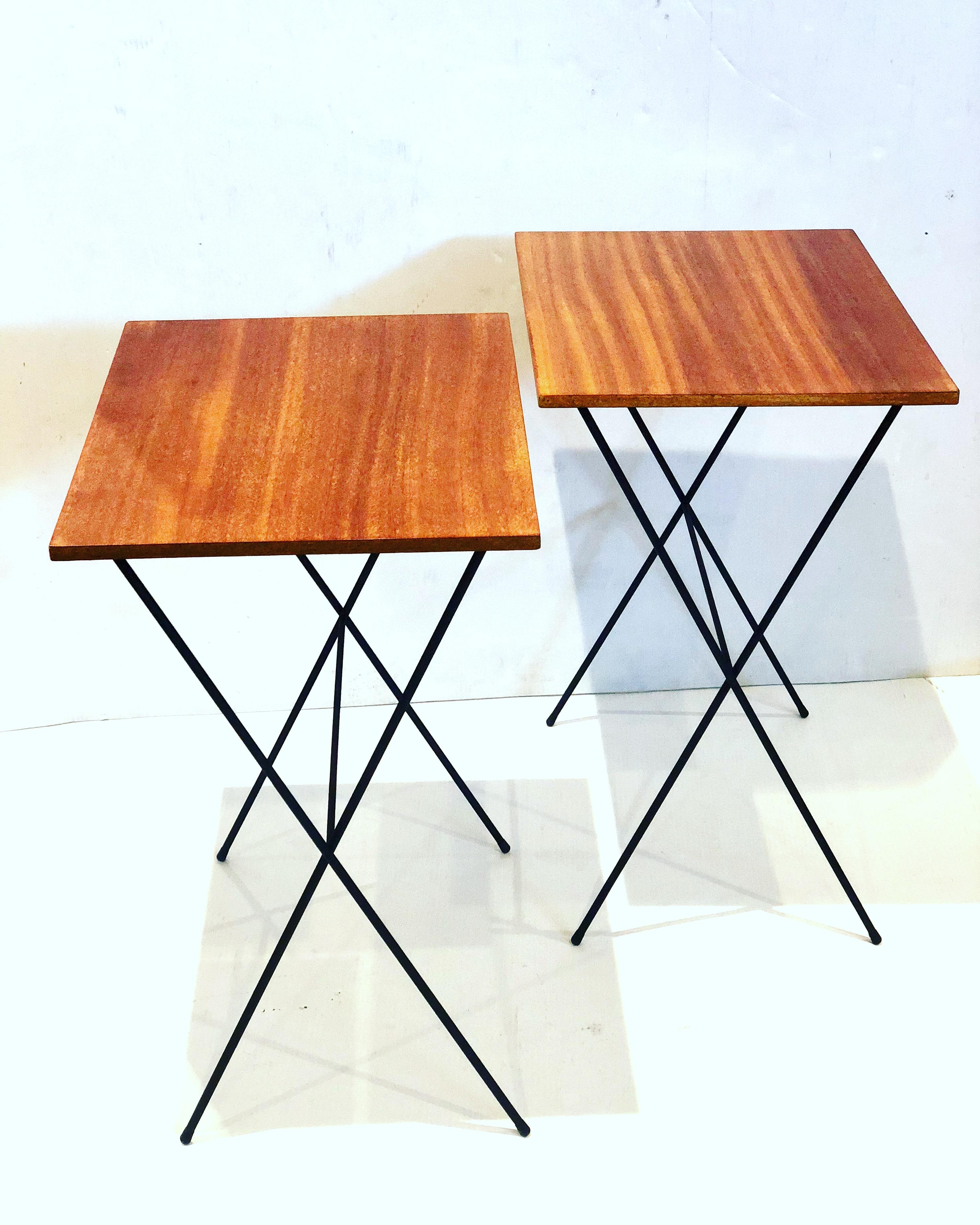 American Pair of Atomic Age Mid-Century Modern Petite Folding TV Tray Tables