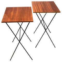 Vintage Pair of Atomic Age Mid-Century Modern Petite Folding TV Tray Tables