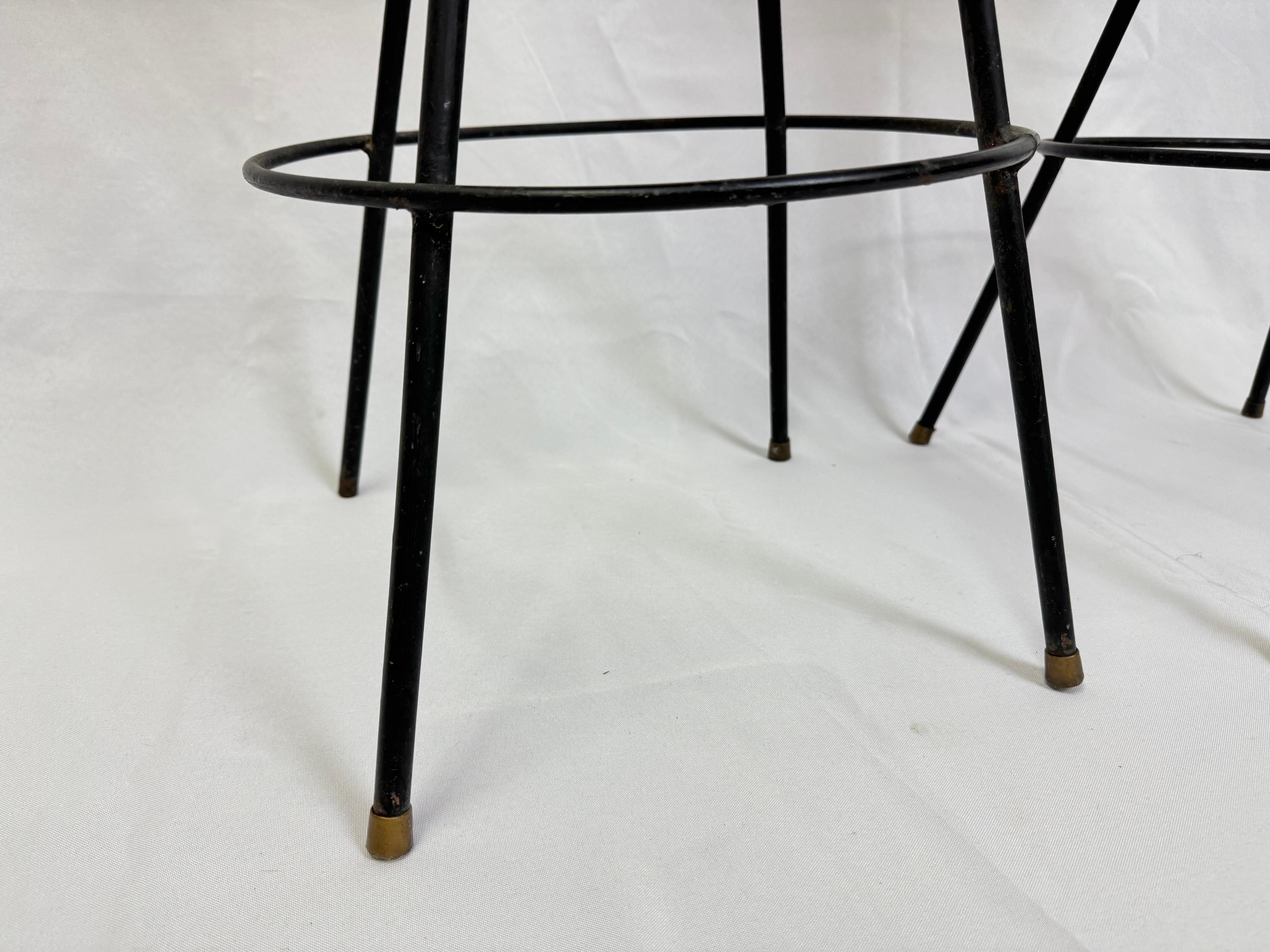 Pair of Atomic Bar stools in the style of Frederic Weinberg For Sale 13