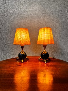 Pair of Atomic Tripod Table Lamps 1950's Italy