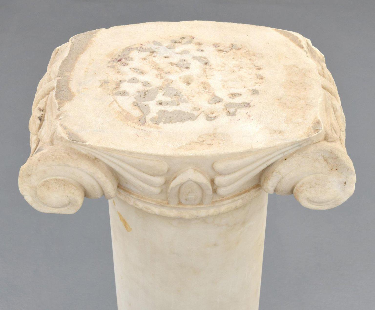 Hand-Carved Pair of Attica Marble Greek Columns